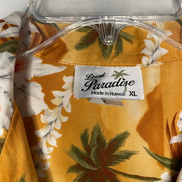 Local Paradise Floral Hawaiian Shirt Mens Size XL Yellow Button Up Vacation - Picture 3 of 7